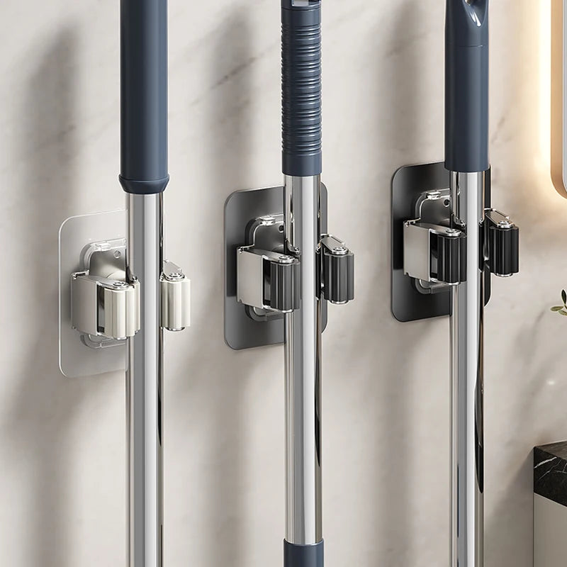 Stainless Steel Mop & Broom Wall Hook – Self-Adhesive Rack Wall Organizer Hook Babs