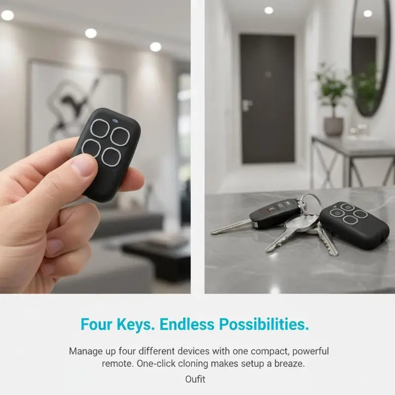 433MHz Universal 4-Button Cloning Remote for Garage & Gate Wireless Remote Control Babs