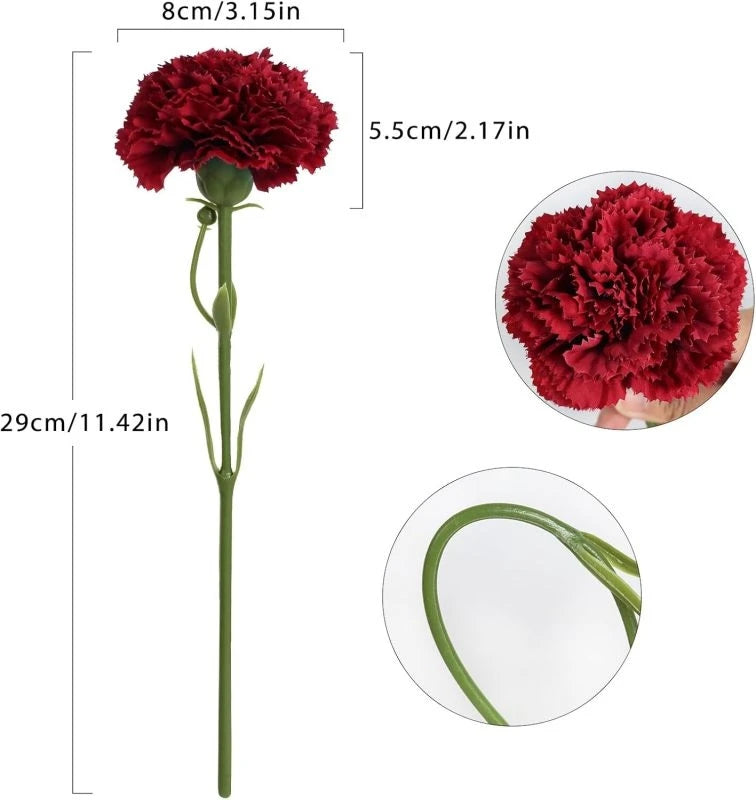 5-Pack Silk Carnations Artificial Flowers – Wedding & Home Decor Artificial Silk Flowers Babs Red 5pcs