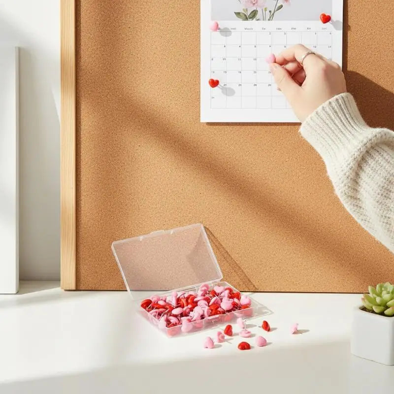 Heart Shape Thumbtacks 50-Pack – Colored Cork Board Pushpins Decorative Pushpins Babs