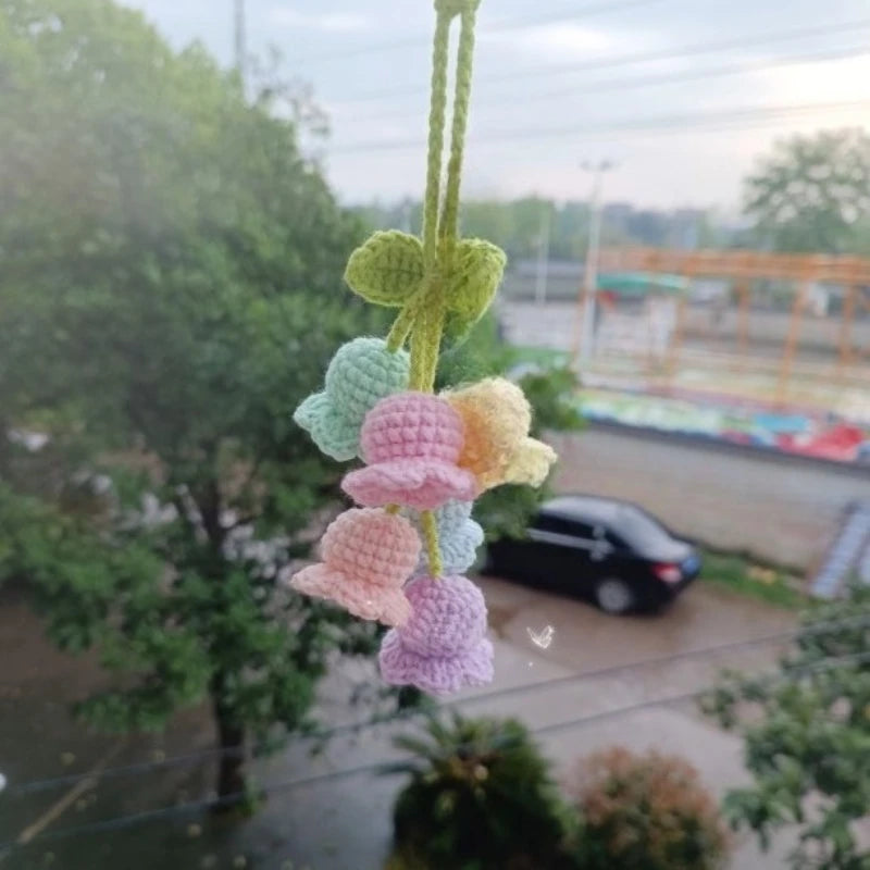 Handmade Knitted Lily of the Valley Flower Bag Pendant Knitted Bag Charm Babs