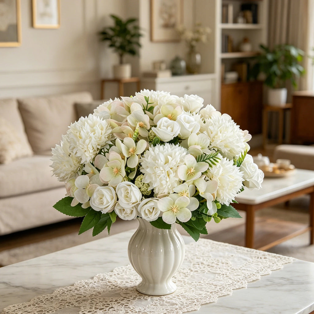 Silk Artificial Chrysanthemum Rose Bouquet | Wedding Home Decor Artificial Flower Bouquet Babs