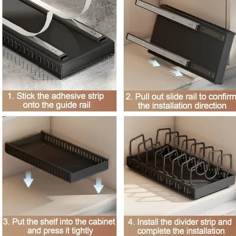 Pull-Out Pots & Pans Organizer Sliding Kitchen Storage Rack Kitchen Storage Rack Babs