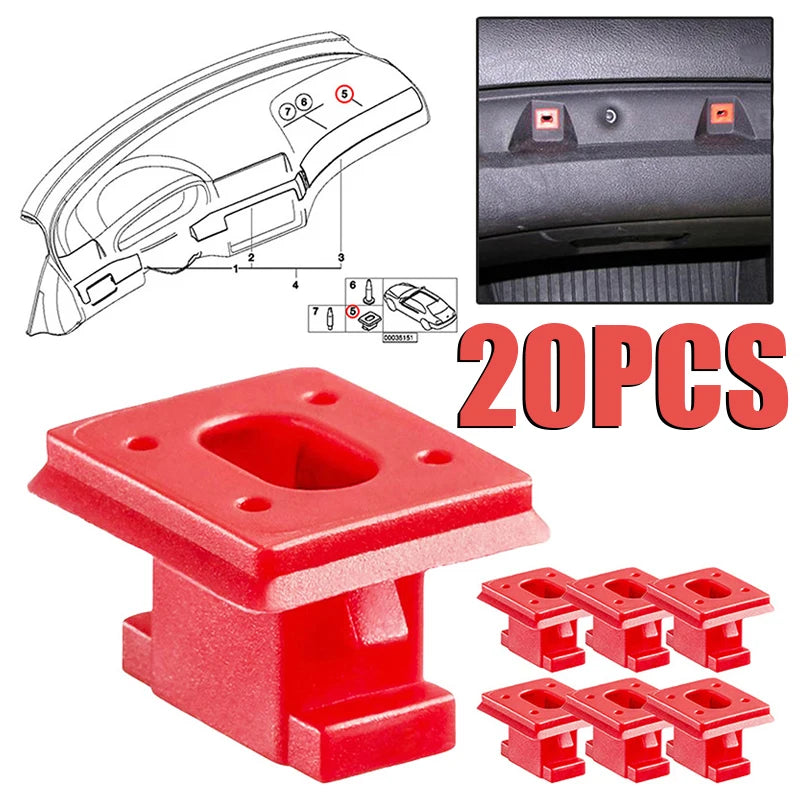 20pcs BMW E46/E65/E66/E83N Dashboard Panel Fixing Clips Red Auto Panel Clips Babs