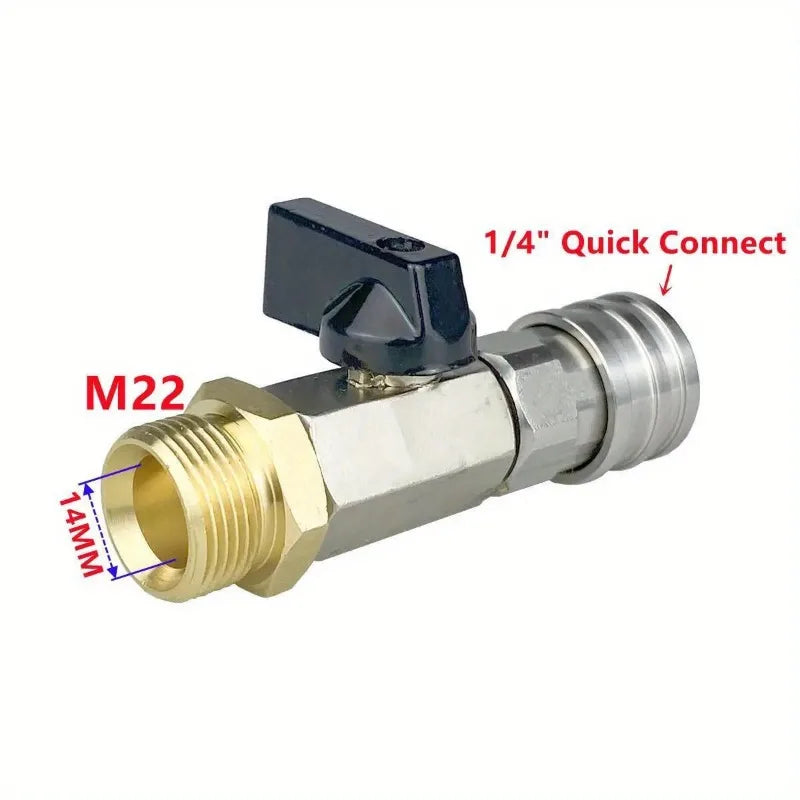 Pressure Washer Ball Valve Kit – 1/4" & M22 14mm, 4500 PSI Pressure Washer Valve Babs