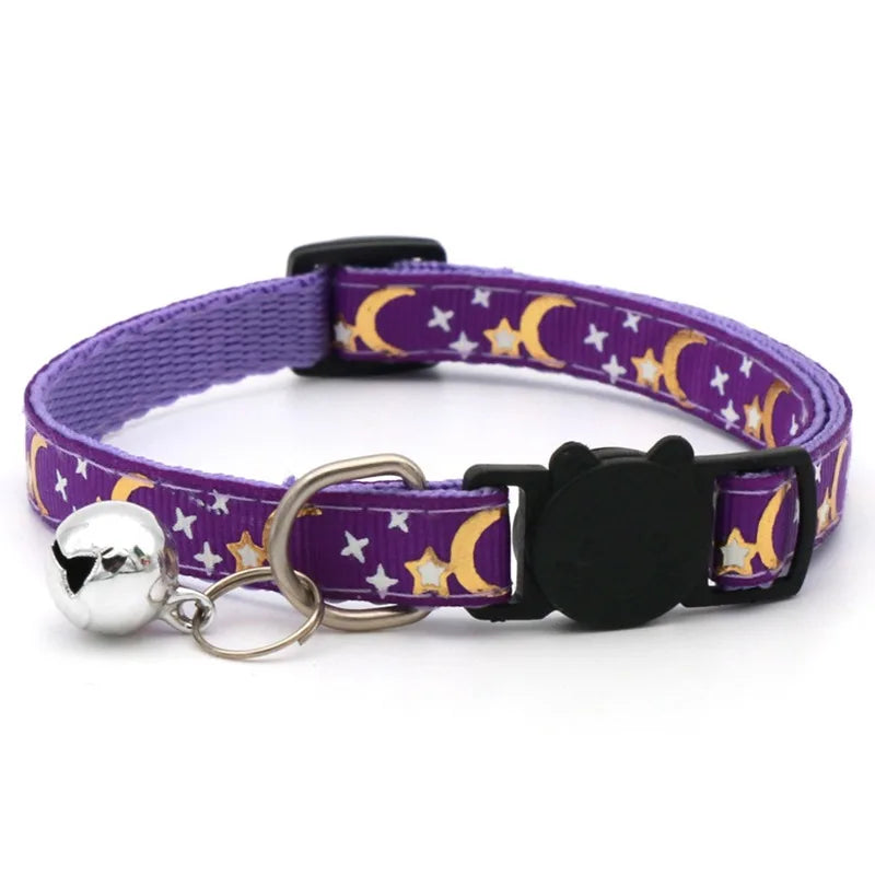 Adjustable Pet Collar with Bell – Colorful Cartoon Footprint Pet Bell Collar Babs C p