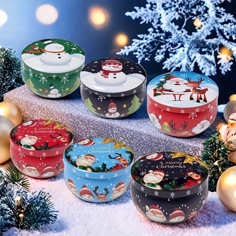Round Christmas Tinplate Tins with Lids – DIY Candle Making Candle Making Tins Babs