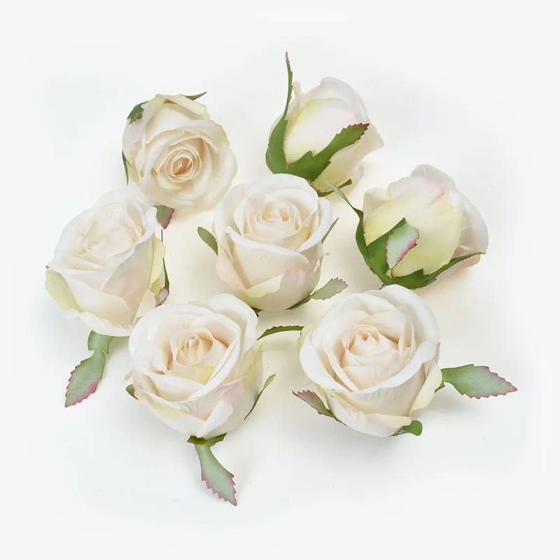 Silk Rose Heads 3/5Pcs – Artificial Flowers for Wedding Decor Artificial Silk Flowers Babs White 3Pcs