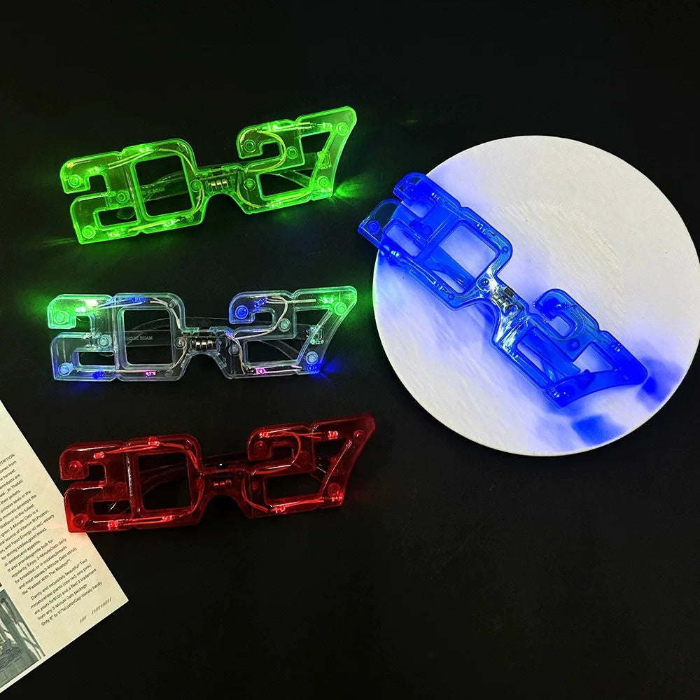 12pcs LED 2027 Glasses New Year Graduation Party Photo Props LED Party Glasses Babs