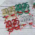 2026 New Year Party Glasses – Funny Christmas Photo Booth Props Holiday Party Props Babs 4pcs set