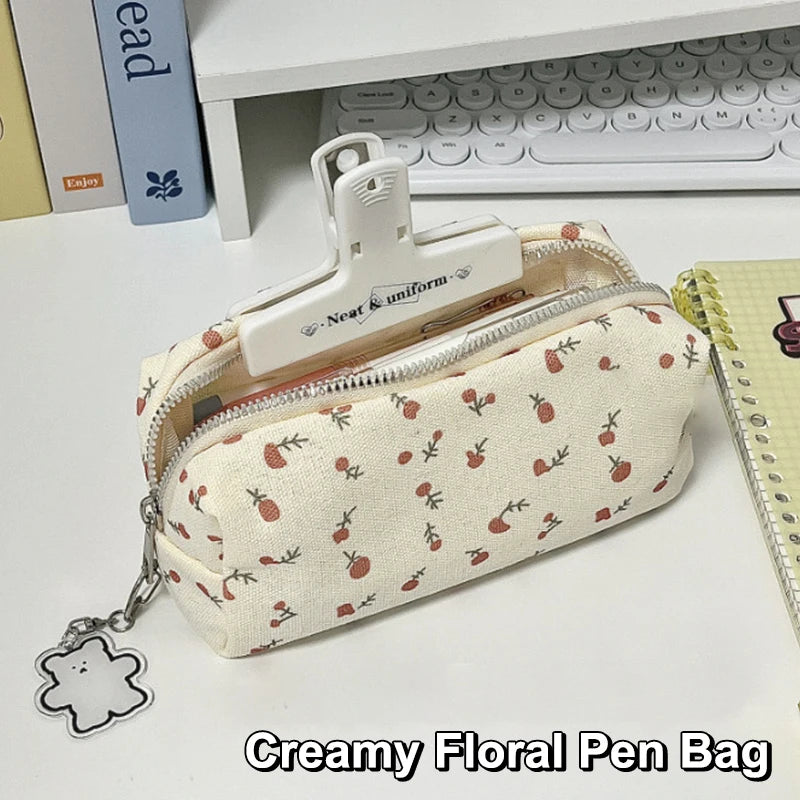 Floral Canvas Pencil Case – Large Capacity Stationery Organizer Pencil Case Babs