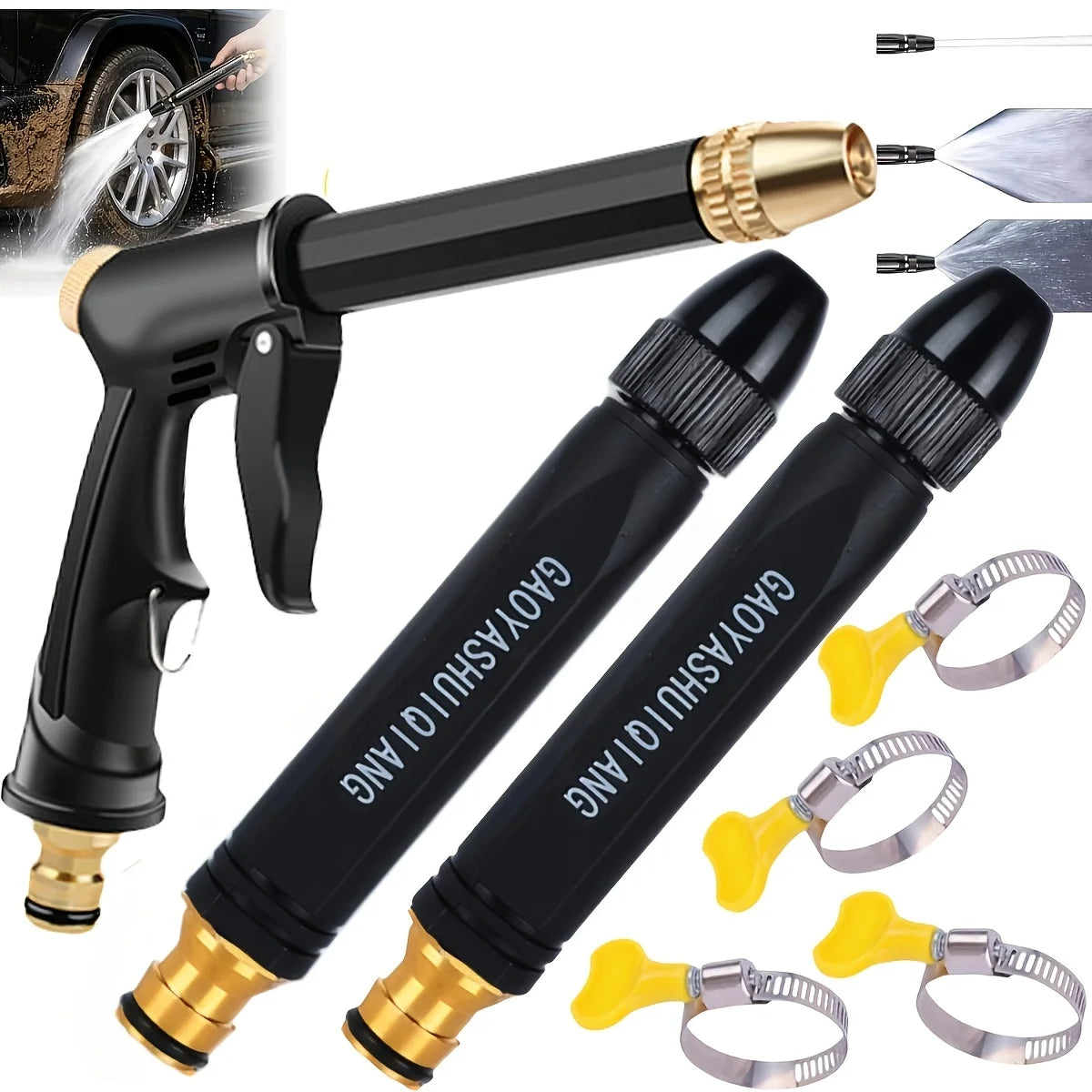 7-Piece High-Pressure Car Wash Water Gun – Adjustable Nozzle Car Wash Water Gun Babs black