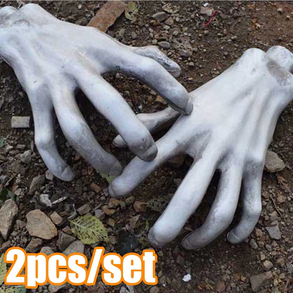 Halloween Life-Size Fake Skeleton Hands – Zombie Prop 2pc Set Halloween Prop Decoration Babs White One Size