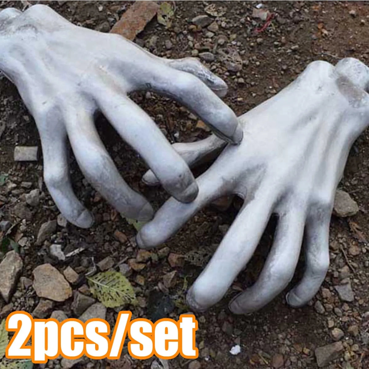 Halloween Life-Size Fake Skeleton Hands – Zombie Prop 2pc Set Halloween Prop Decoration Babs White One Size