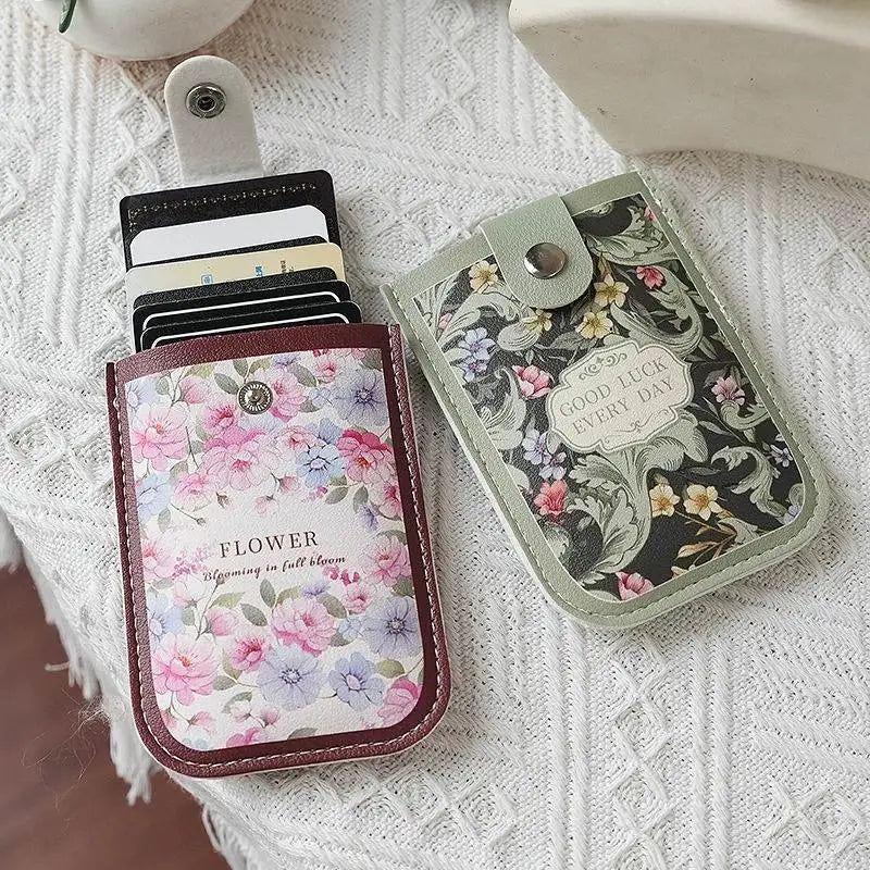 Slim Pull-Out Card Holder – 5 Slots Floral Wallet for Women Slim Card Holder Babs