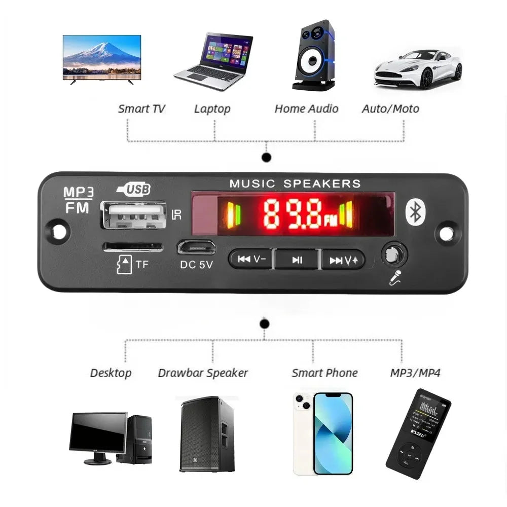 KEBIDUMEI Bluetooth 5.0 MP3 Decoder Board 40W Amplifier FM Radio MP3 Amplifier Board Babs