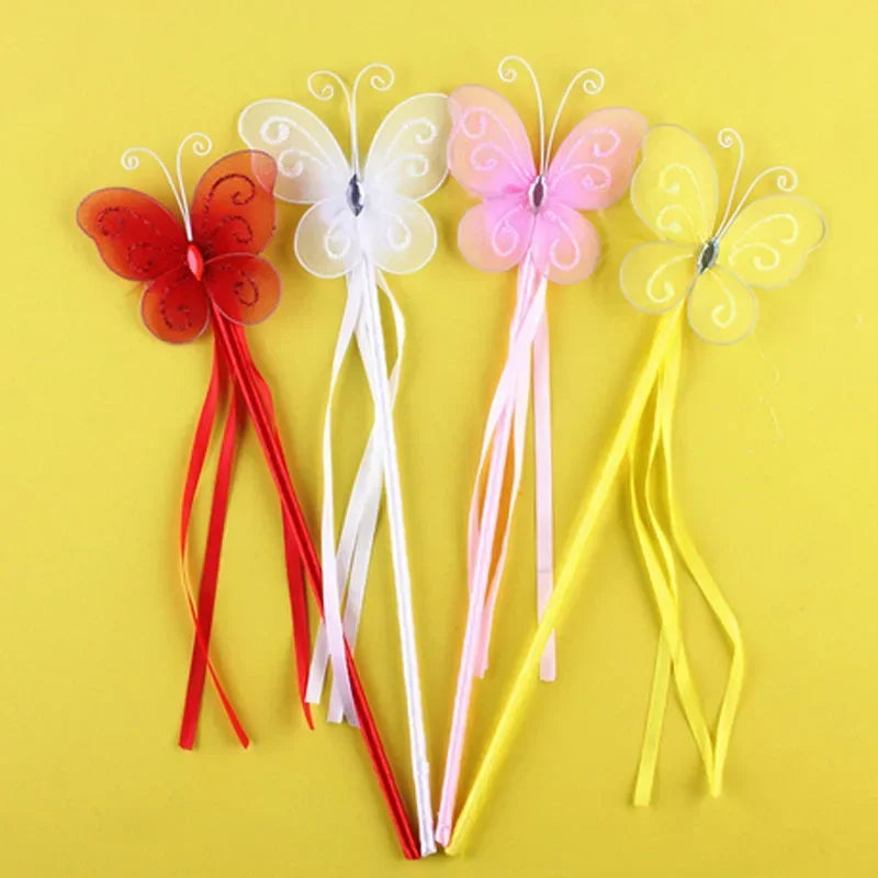 Pink Butterfly Fairy Princess Magic Wand – Cosplay Party Prop Costume Wand Prop Babs