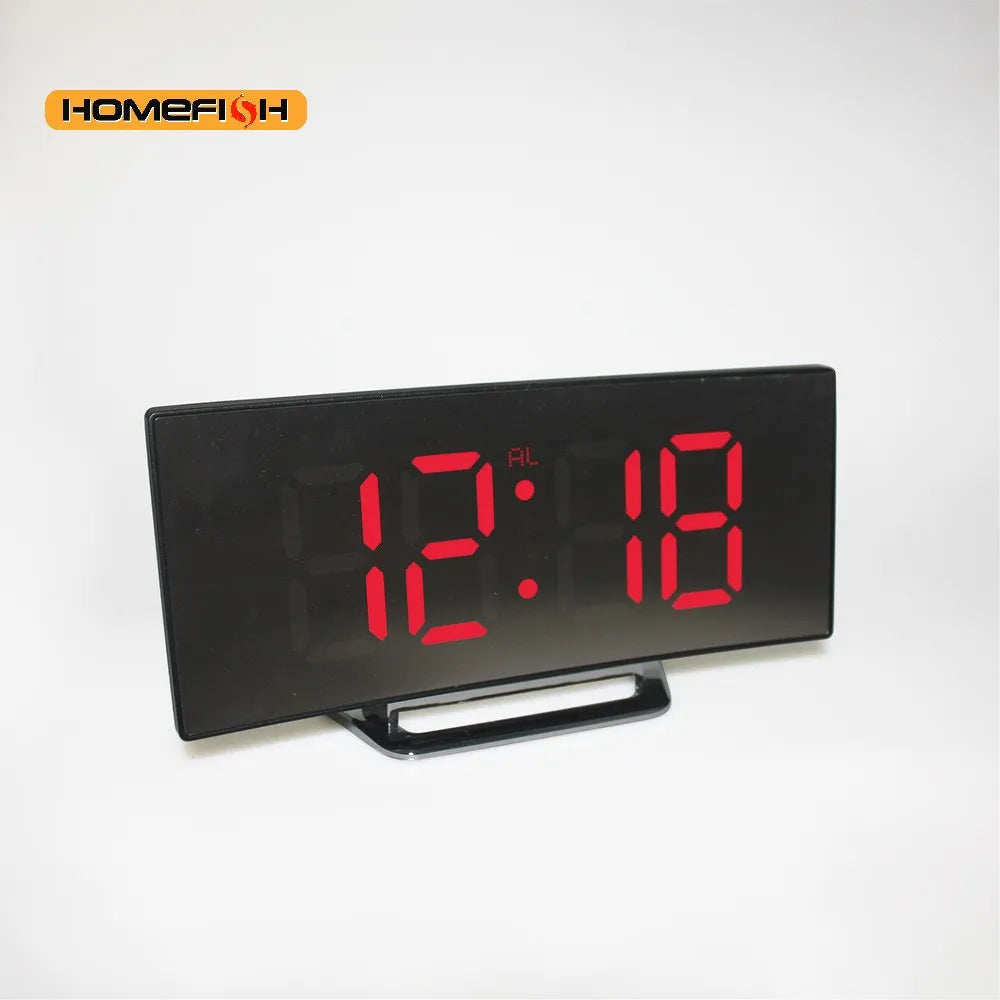 LED Mirror Digital Alarm Clock – Mirrored Electronic Desk Clock LED Mirror Alarm Clock Babs