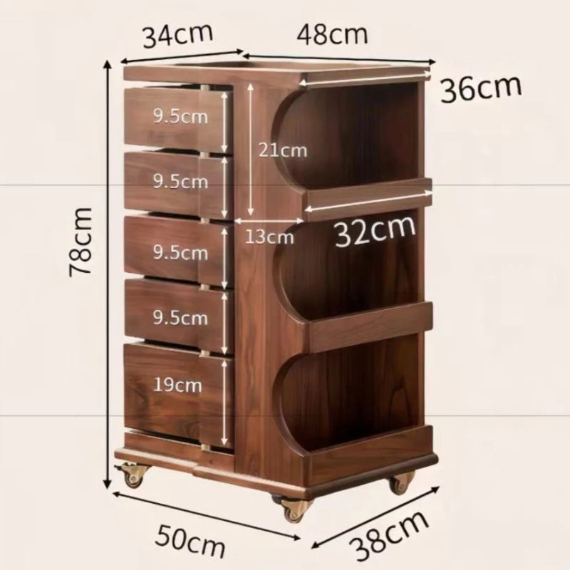 Solid Oak Rotating Side Table | Modern Luxury Coffee Table Rotating Side Table Babs Brown