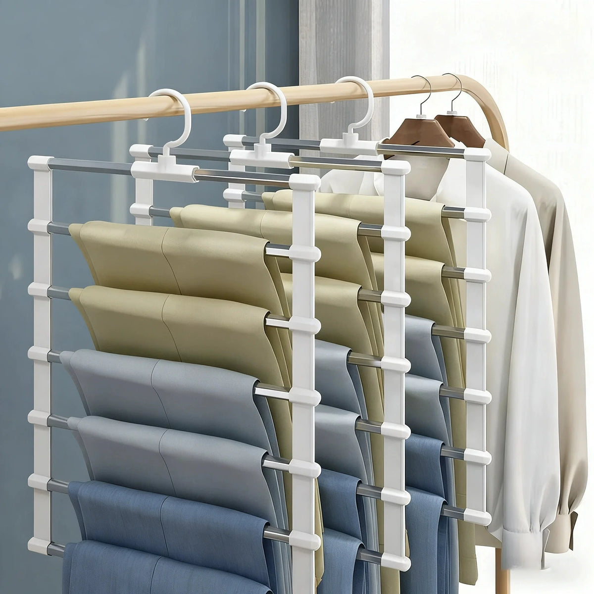 Multi-Layer Foldable Pants Hanger – Non-Slip Trouser Rack Pants Hanger Rack Babs