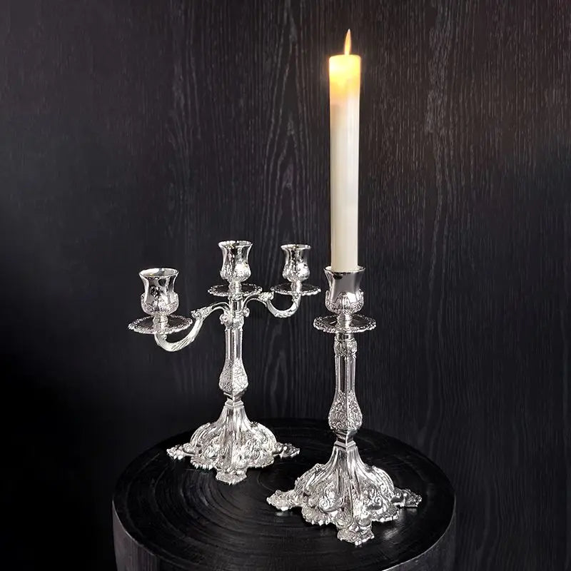 Vintage Metal Candlestick Holder – Elegant Silver Table Decor Decorative Candlestick Babs