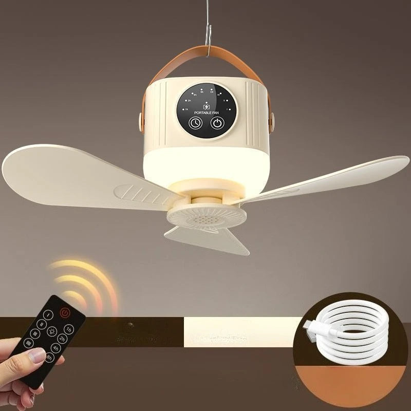 Wireless Rechargeable Ceiling Fan with LED Light & Remote Portable Ceiling Fan Babs YELLOW 3600mah