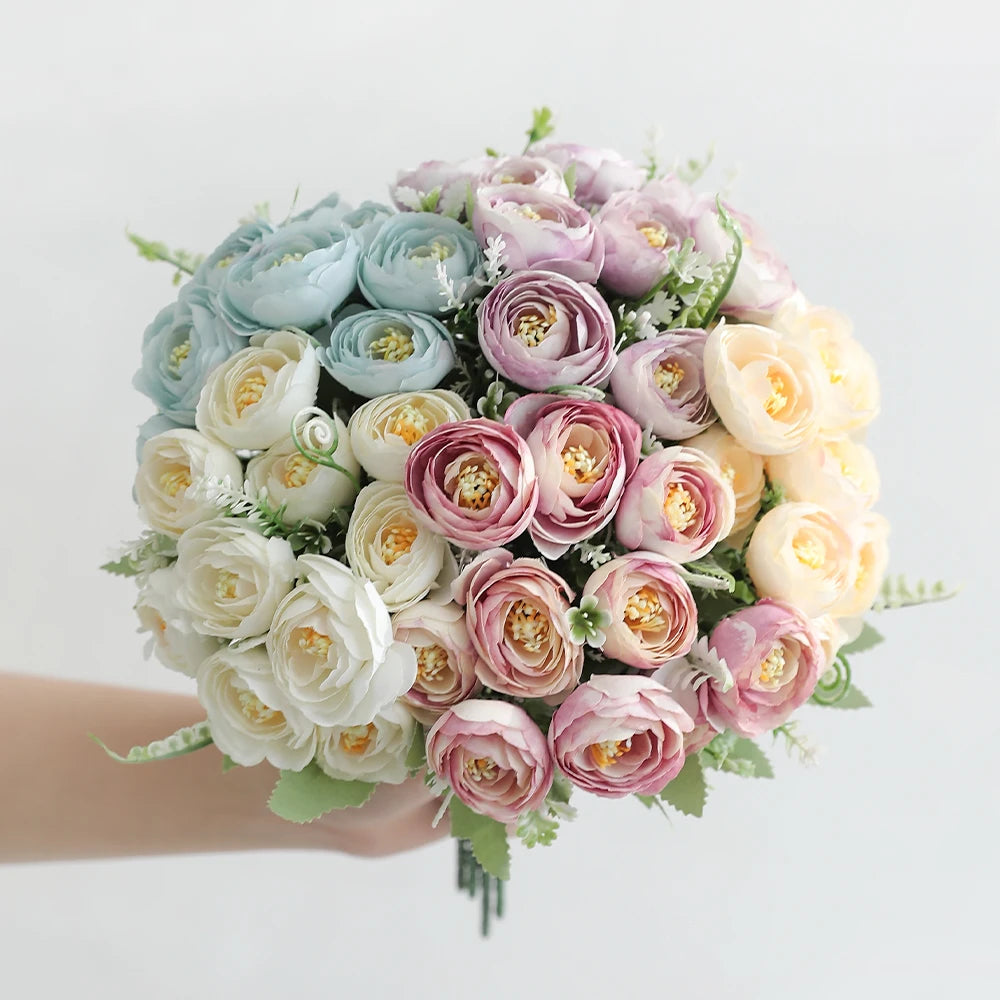 10-Head Silk Rose Bouquet 30cm | Artificial Flowers for Wedding & Home Artificial Flower Bouquet Babs