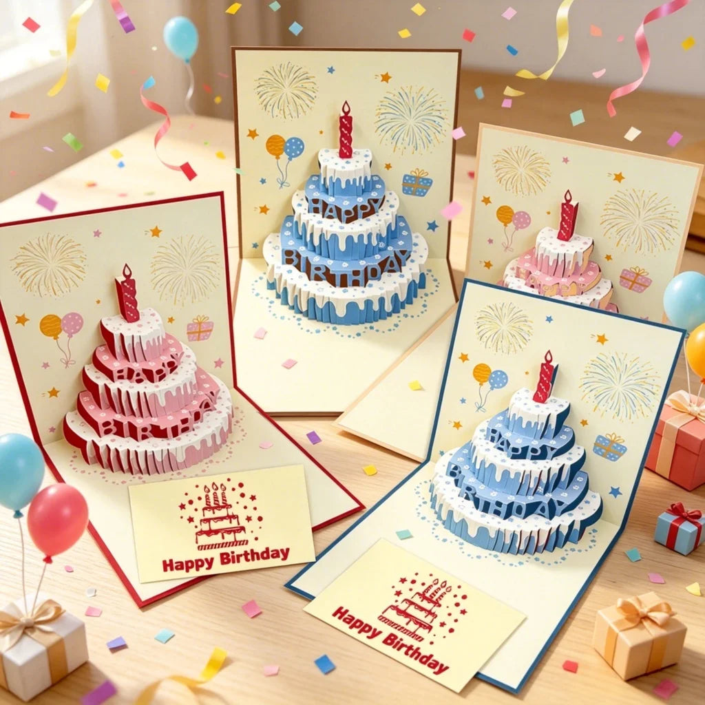 3D Pop-Up Birthday Cake Card with Envelope – Gift for Women Pop-Up Greeting Card Babs