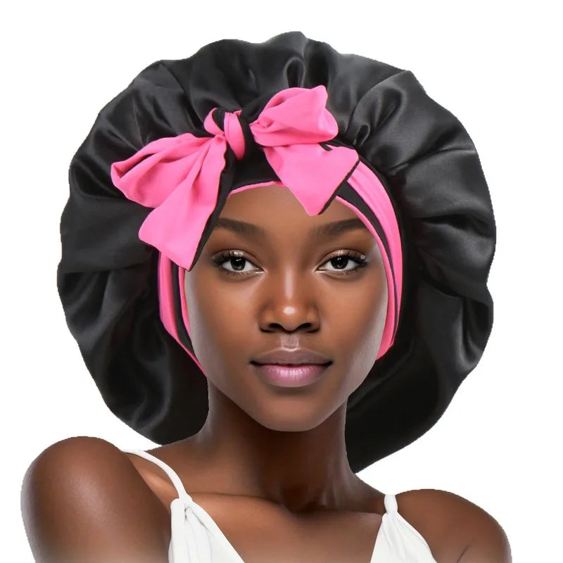 Double Layer Elastic Bow Sleep Hair Cap Turban – Unisex Sleep Hair Cap Babs