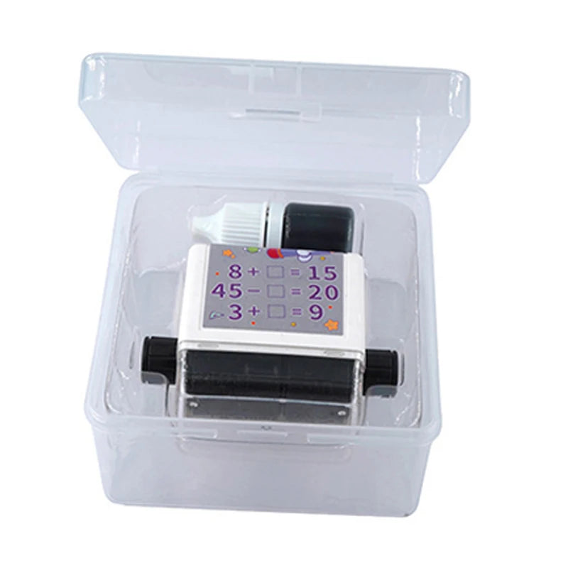 2-in-1 Math Roller Stamp – Fill-in-the-Blank, 100 Questions Math Teaching Stamp Babs