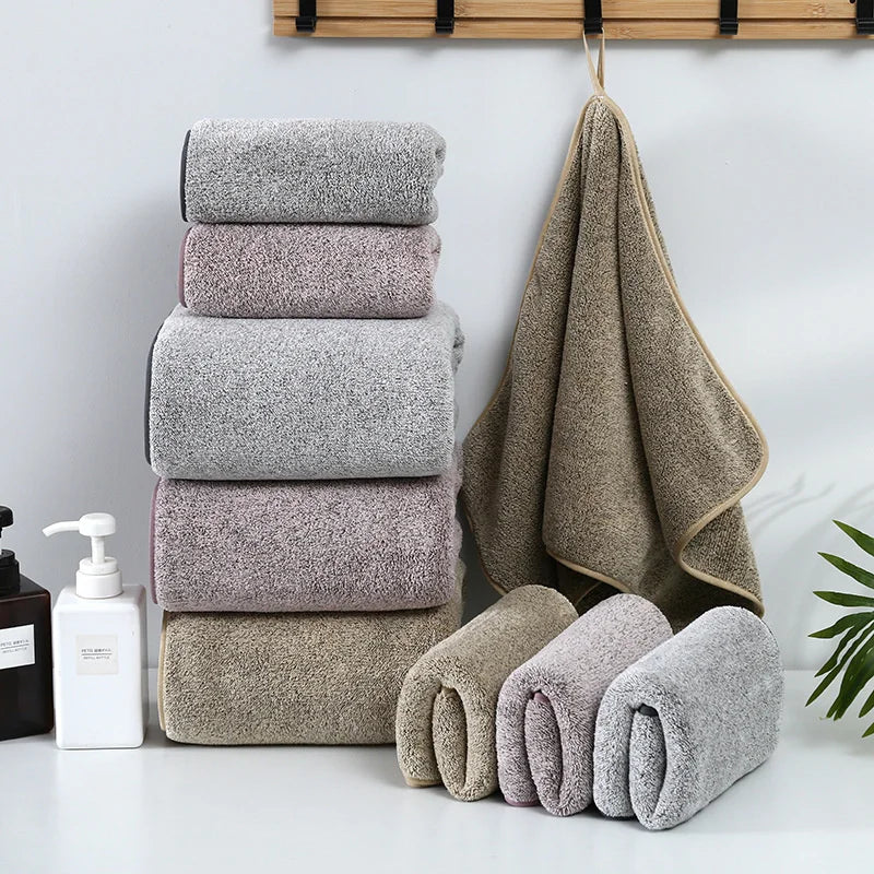 Bamboo Charcoal Coral Velvet Bath Towel – Soft & Quick-Dry Bath Towel Set Babs