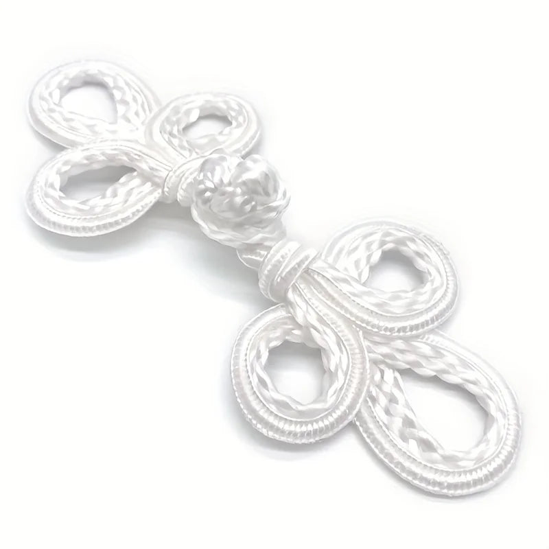 Hand-Woven Polyester Plate Buckle Buttons for Cheongsam & DIY Decorative Sewing Buttons Babs White