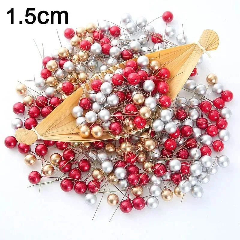 50/100Pcs Artificial Berry Christmas Ornaments – DIY Wreath Décor Christmas Ornaments Babs 1.5CM Mix 50Pcs