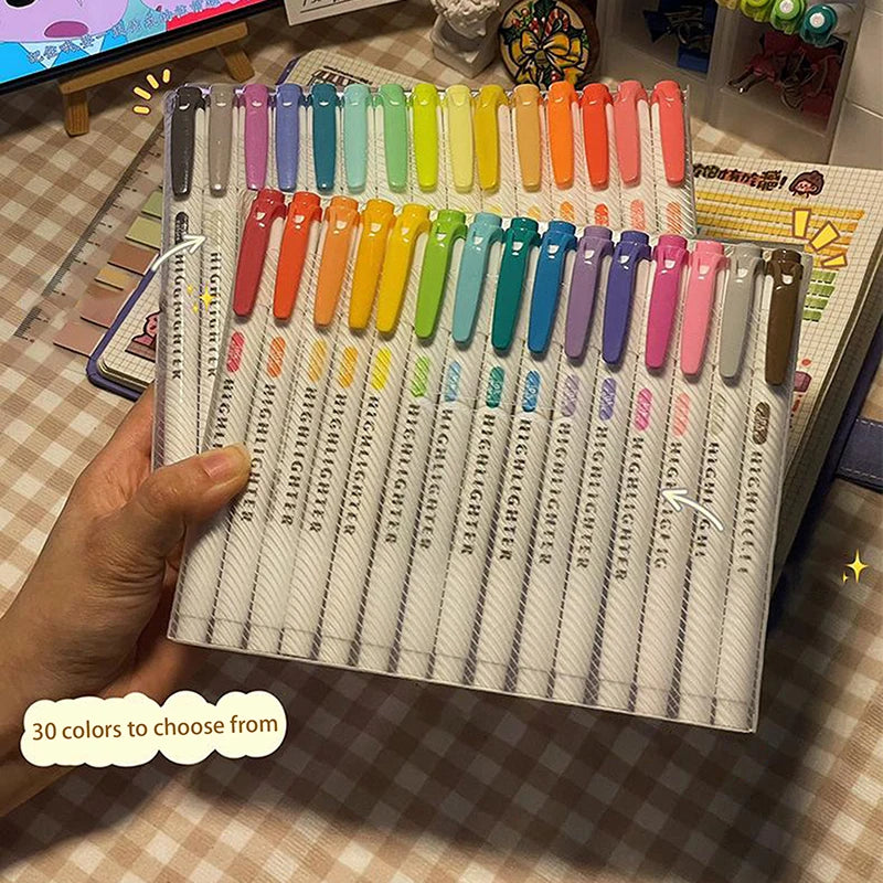 15-Color Double-Headed Pastel Highlighter Pen Set | HUXUAN Highlighter Pen Set Babs
