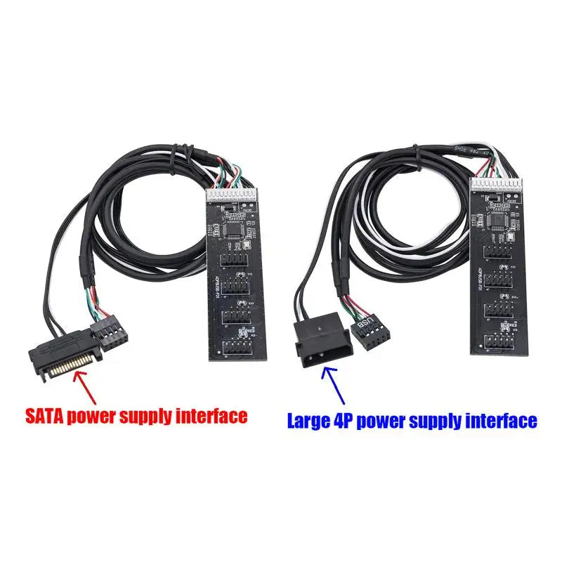 9Pin to 4x 9Pin USB 2.0 Hub Riser Card with 60cm Cable USB Hub Riser Card Babs