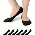 6 Pairs Women's Thin Invisible Boat Socks – Anti-Slip Low Cut Invisible Boat Socks Babs black One Size