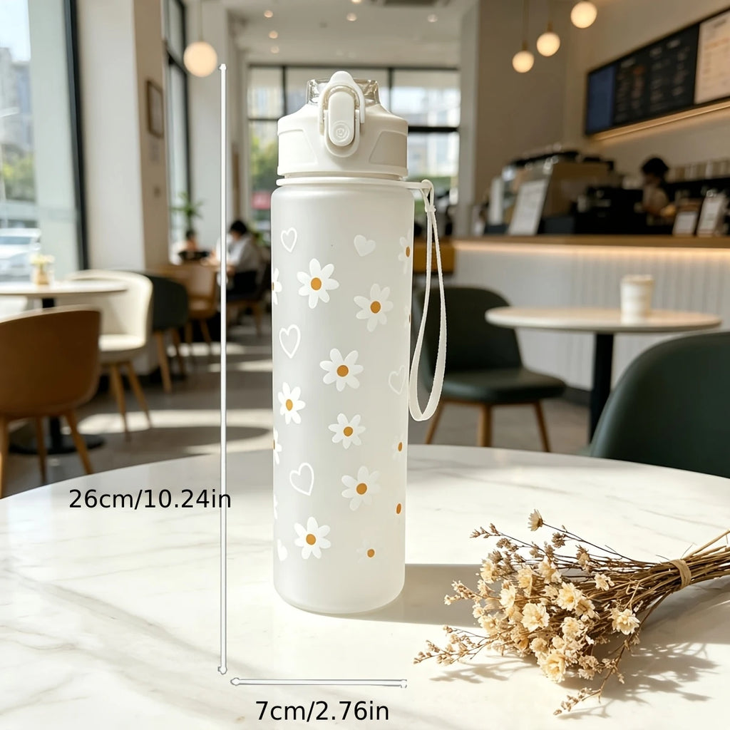 750ml Daisy Straw Water Bottle – Travel & Camping Mug Straw Water Bottle Babs