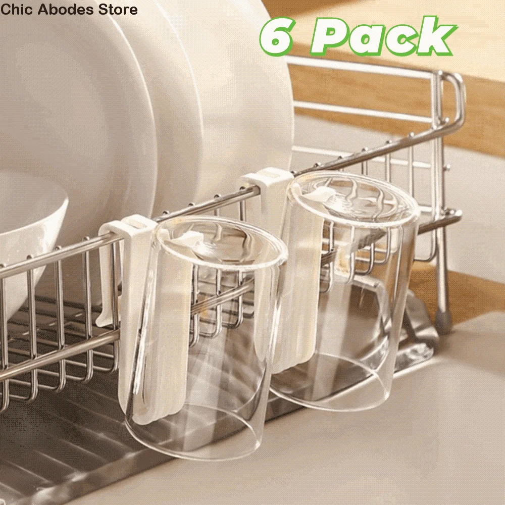 6-Piece Wall-Mounted Cup Drainer & Chopstick Holder Set Cup Drainer Holder Babs