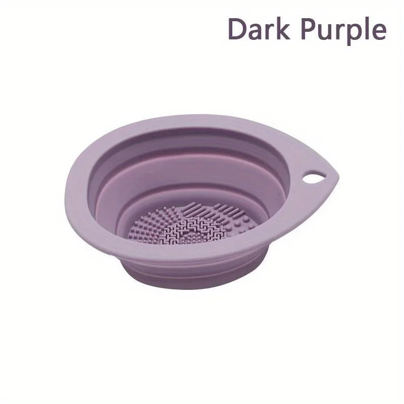 Silicone Makeup Brush Cleaner Bowl & Scrubber Mat Brush Cleaner Bowl Babs Dark purple