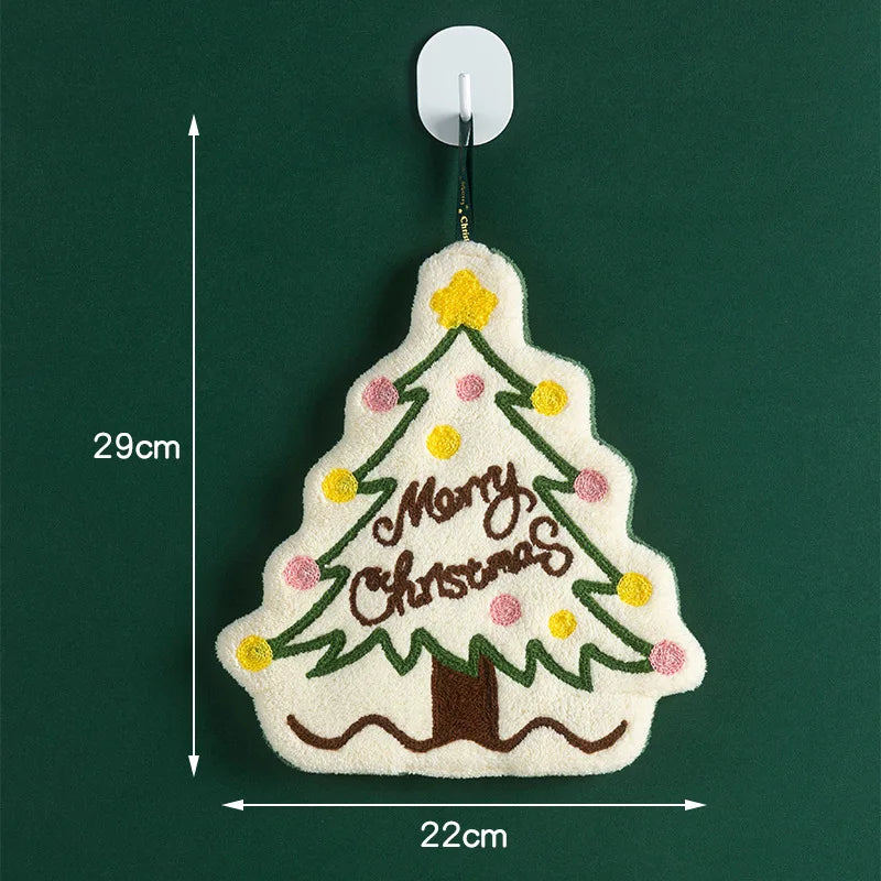 Christmas Coral Fleece Hand Towels – Festive Holiday Set Holiday Hand Towels Babs Xmas Tree
