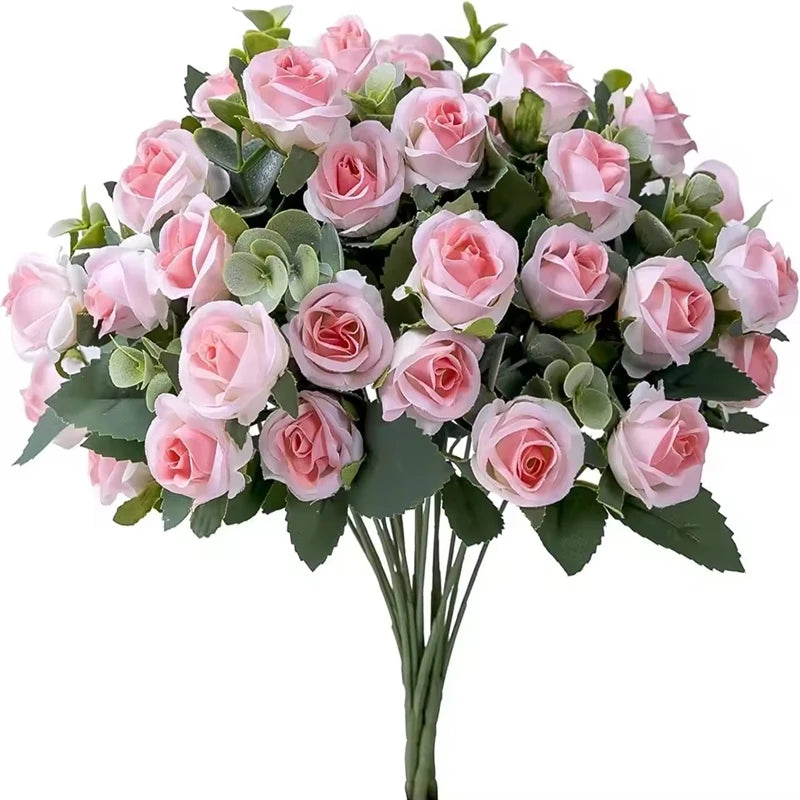Silk Rose & Eucalyptus Artificial Flower Bouquet | Home Decor Artificial Flower Bouquet Babs