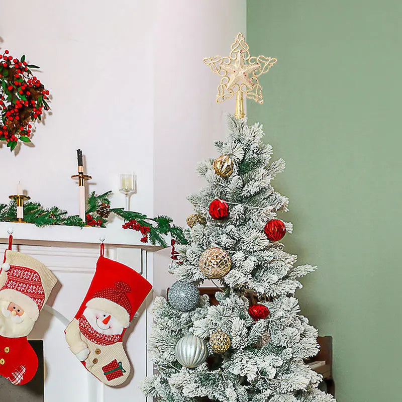 Christmas Tree Star Topper – Glitter Gold & Silver Snowflake Christmas Tree Topper Babs