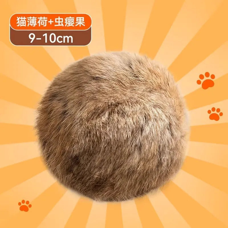 Catnip Faux Fur Ball Interactive Cat Toy – 1, 2 or 3 Pack Interactive Cat Toy Babs A