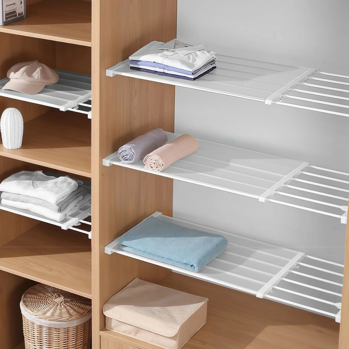 Expandable Tension Shelf Organizer – Closet, Cabinet & Kitchen Tension Shelf Organizer Babs