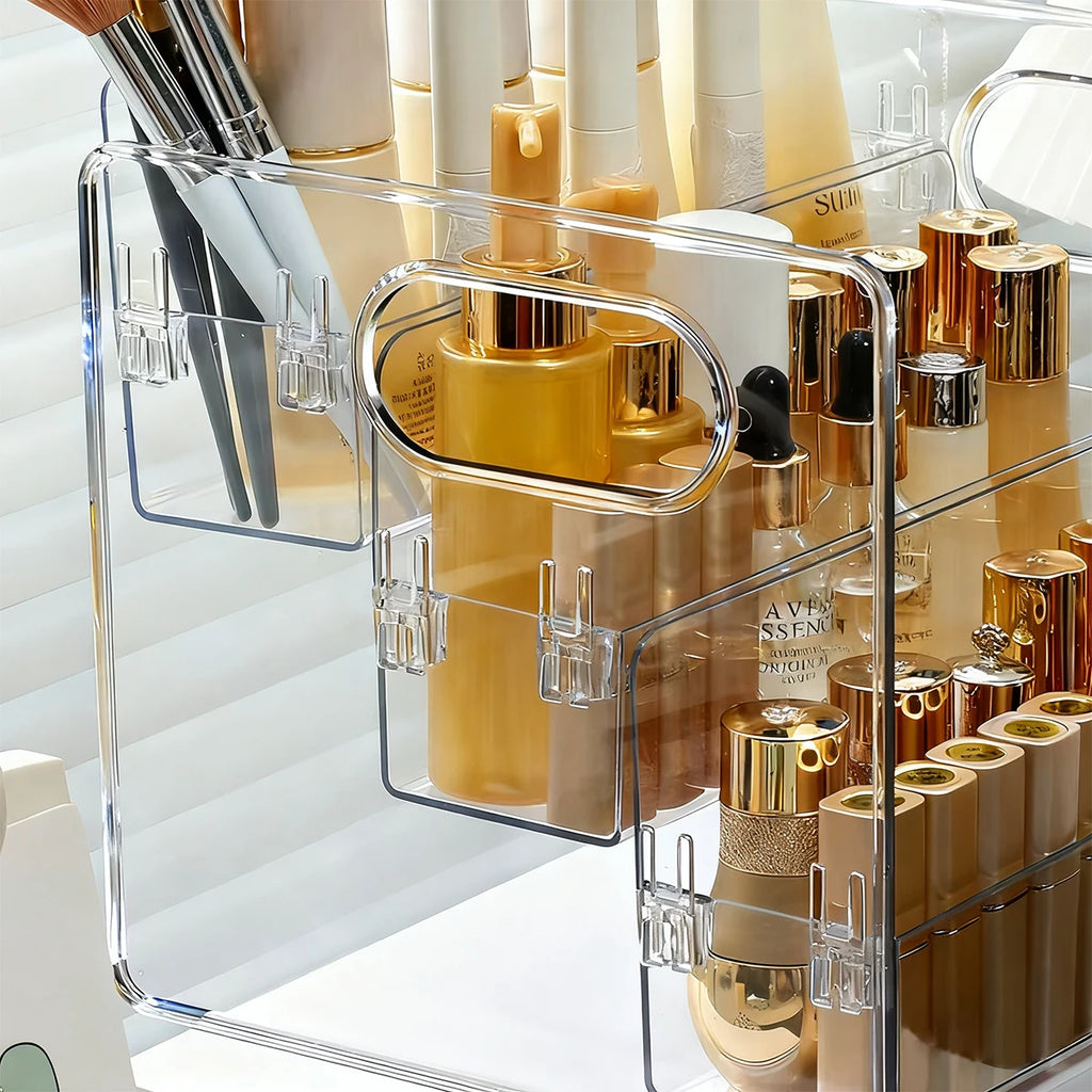HOMEFISH Clear Compartment Cosmetic Storage Box & Display Rack Cosmetic Storage Box Babs