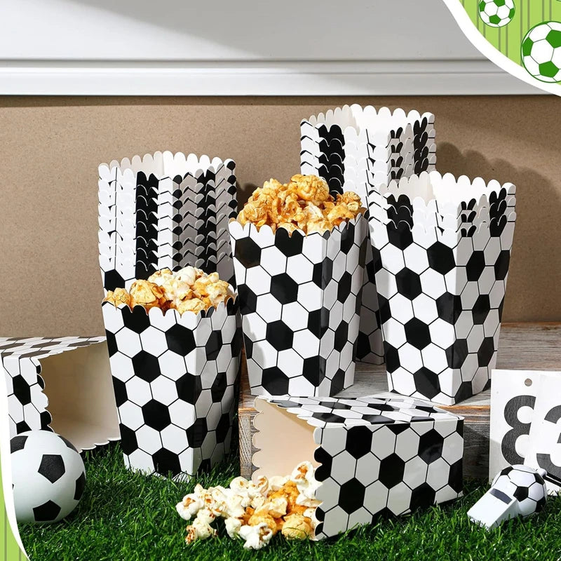 10pcs Football Soccer Party Popcorn Boxes – Kids Birthday Party Treat Boxes Babs