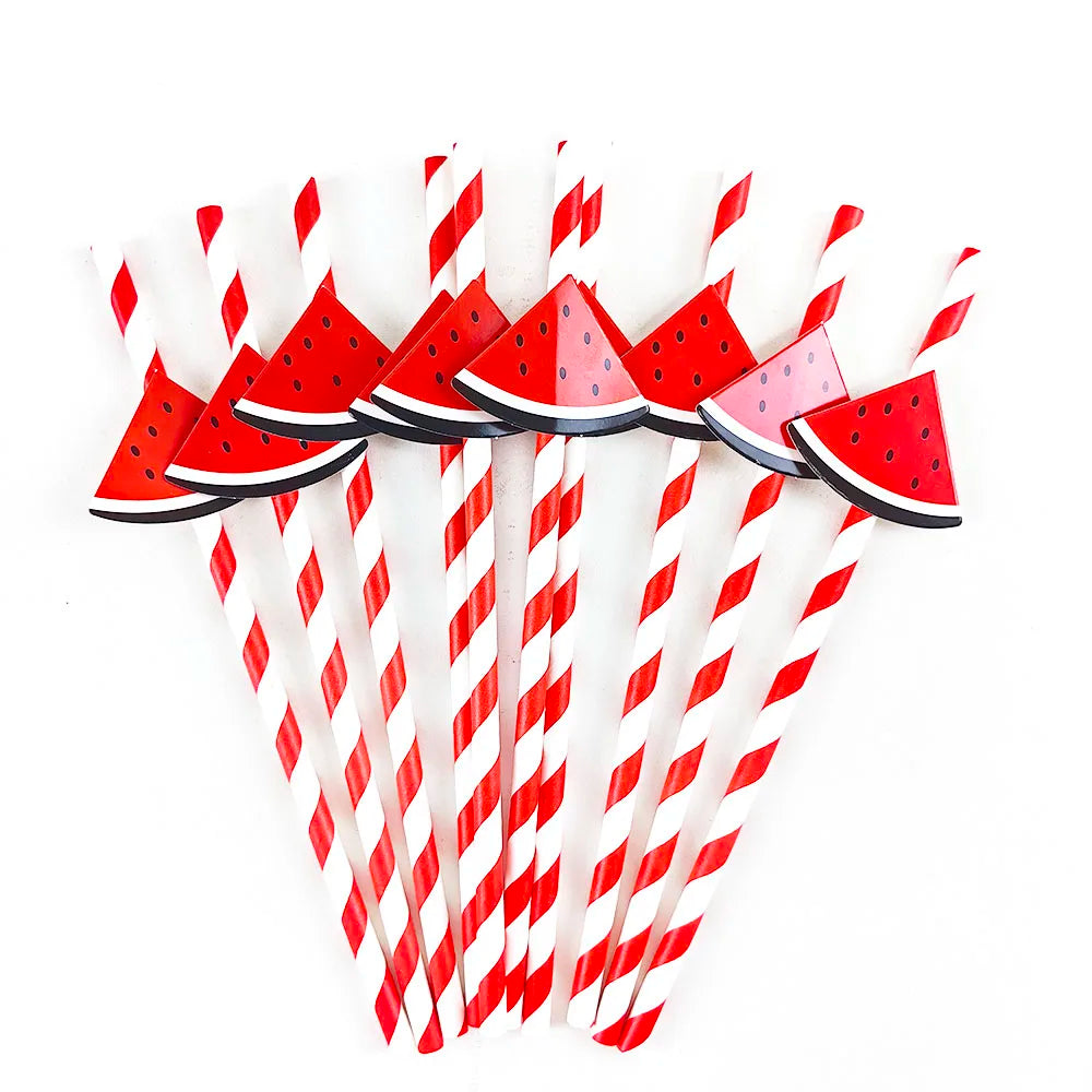 Watermelon Paper Straws – Disposable Party Straws 10/20/50 Pack Disposable Party Straws Babs D 30pcs