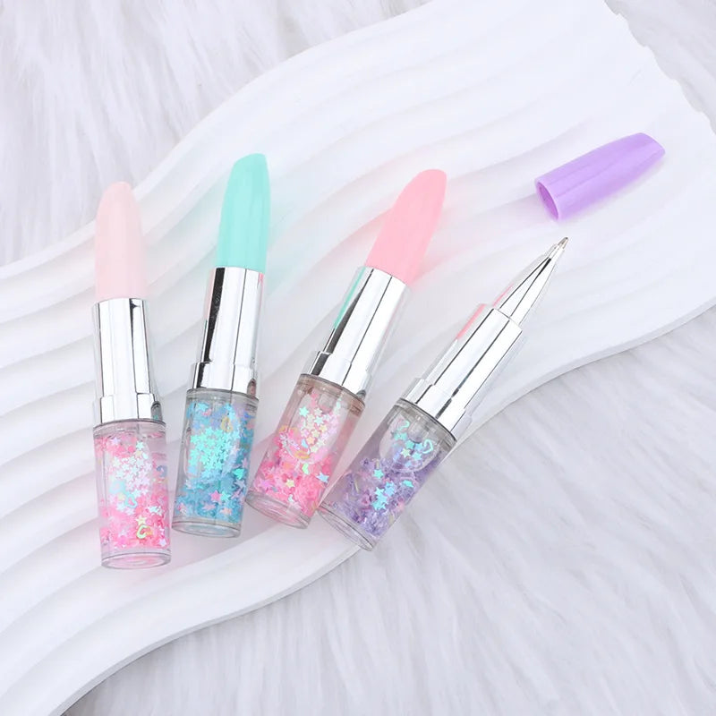 Lipstick Shape Quicksand Gel Pen – Fun Student Gift & Stationery Novelty Gel Pen Babs