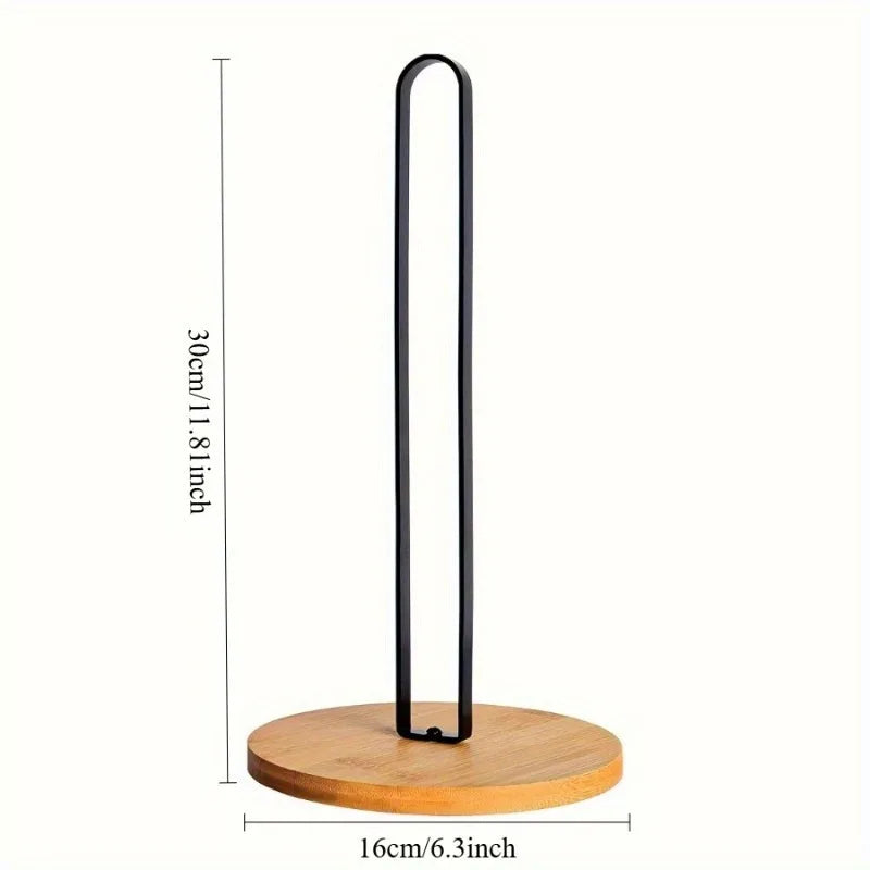 Nordic Bamboo & Iron Freestanding Paper Towel Holder Rack Paper Towel Holder Babs
