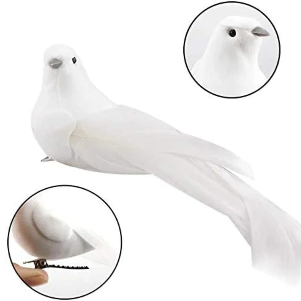 12 Artificial White Dove Bird Ornaments with Clip | Christmas Christmas Tree Ornaments Babs